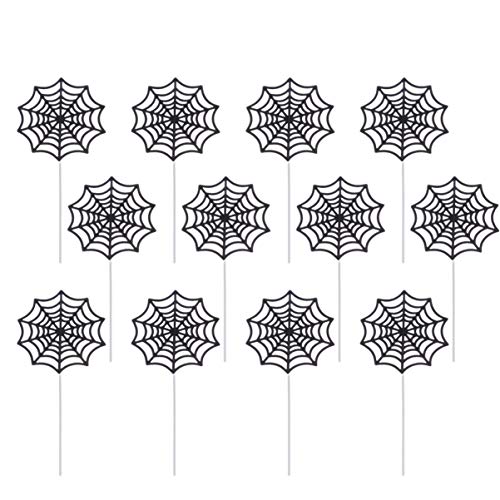 CAJDEOPYE Spider Web Cake Toppers Paper Cupcake Toppers Halloween Spider