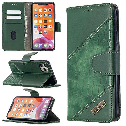 Étui en cuir PU de qualité supérieure vert pour iPhone 11 Pro Max