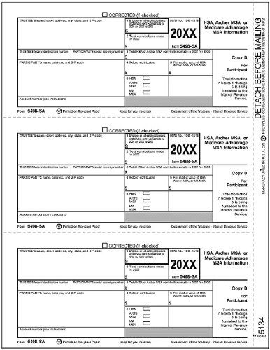 EGP IRS Approved 5498 SA Copy B Beneficiary Tax Form, for 100 Recipients