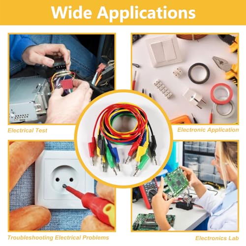 Image of 5pcs Banana to Banana Plug Test Lead Set, 4mm Stackable Banana Plug Test Lead for Multimeter, Flexible Electrical Test Wire 3.3ft /1m 1000V 15A
