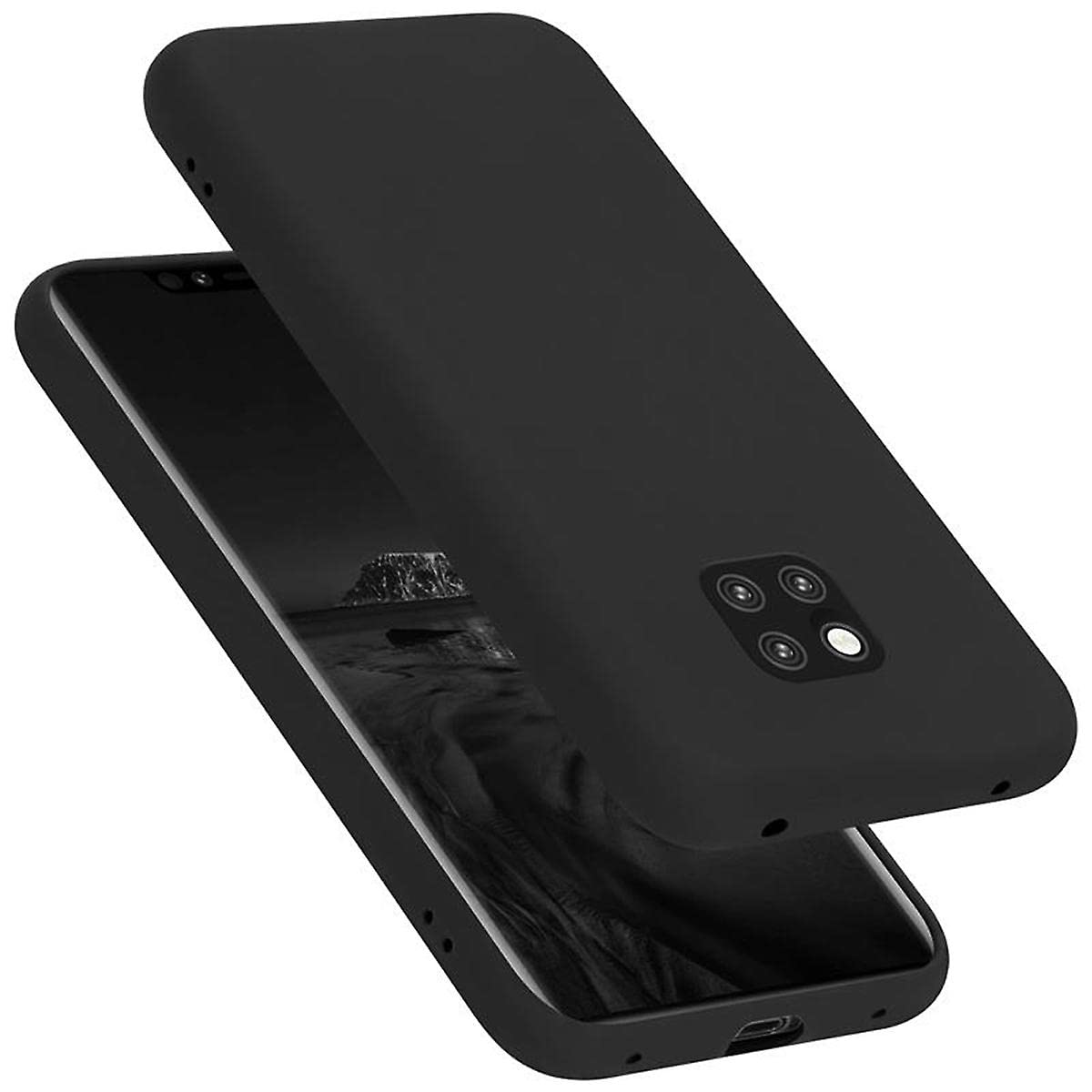 Case for Huawei Mate 20 Pro, Liquid Gel Rubber Bumper Case with Soft Microfiber Lining Cushion Slim Hard Shell Shockproof Protective Cover for Huawei Mate 20 Pro (Liquid Black)