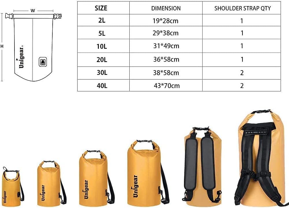 Image of Unigear Floating Waterproof Dry Bag for Kayaking, 2L /5L /10L /20L /30L /40L | Lightweight Gear Storage, Waterproof Phone Case Included, For Boating, Fishing, Swimming, Camping, Beach And Paddle Boarding