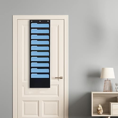 Nicoport A1B - Tabla de bolsillo de almacenamiento para colgar en la pared, organizador de archivos con 10 bolsillos grandes, 3 ganchos sobre la
