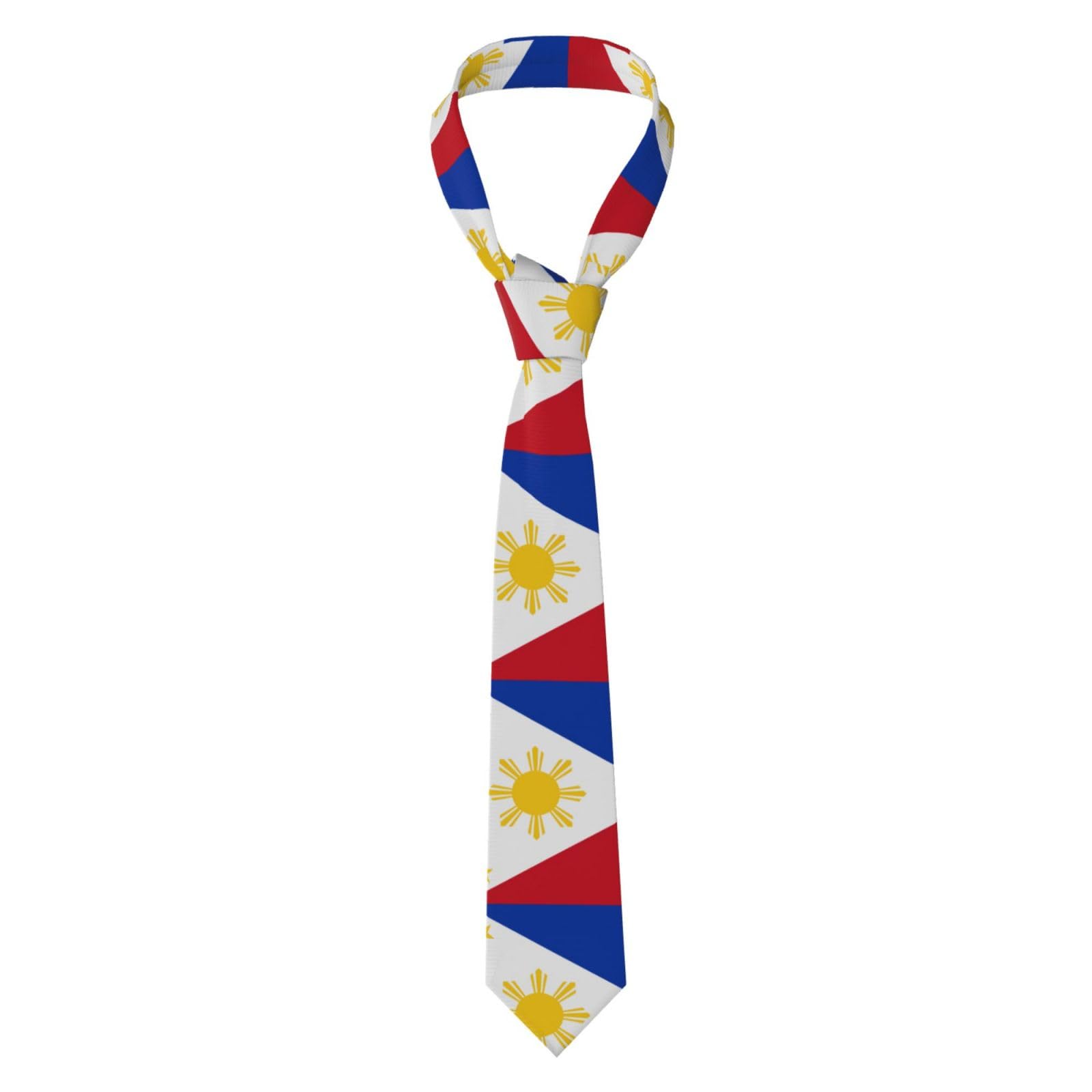 Whjssf Men's Black Necktie Tie Philippine Flag Prints Comfort Durability For Business, Daily Wear, Work, Birthdays, Weddings, Parties