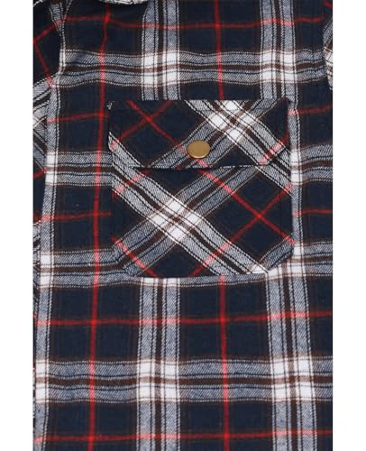 Image of ZENTHACE Men's Quilted Lined Hooded Plaid Jacket,Zipper & Snap Closure