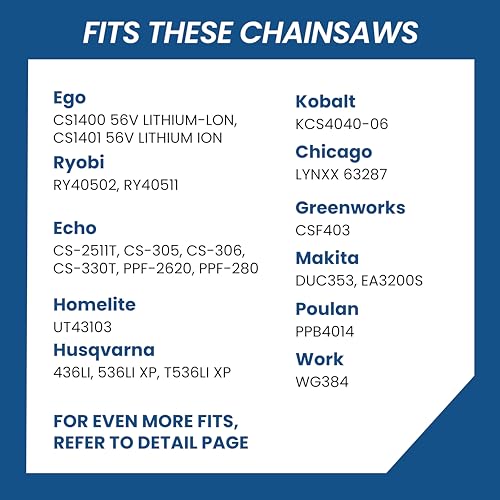 Image of 14 Inch Chainsaw Chain, 3 /8 inch LP Pitch .043 inch Gauge 52 Drive Links, Germany Steel Anti-Kickback Replacement for Milwaukee M18 2727-20, Ryobi RY40502, EGO CS1400, 3-Pack