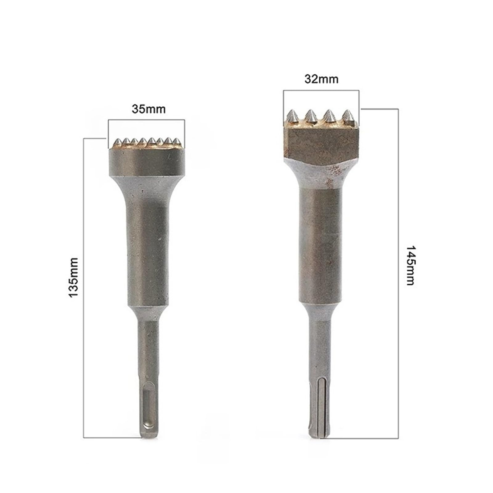 Scalpello for Martello Elettrico in carburo con Attacco SDS/Plus da 12/16 Denti for scanalare la Superficie di muri in Cemento, Solette e viadotti.(Rectangle-16teeth)