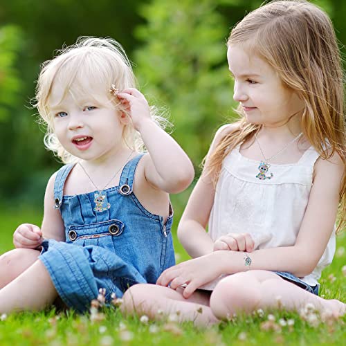 Lovely Rainbow Rhinestone Cat Jewelry Set For Girls Pendant Necklace Girl Jewelry Gift For Girls Daughter Granddaughter Niece Christmas Gift Girl Birthday Gift over 3 years old.2