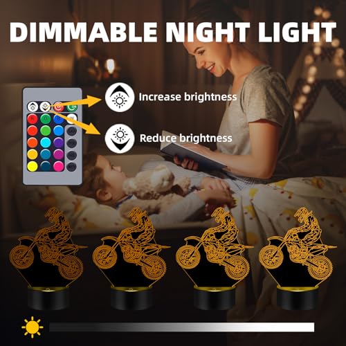 Menomino Dirt Bike Gift 3D Night Light, 16 Colors Changes Remote Control Motocross Lamp thumb #2