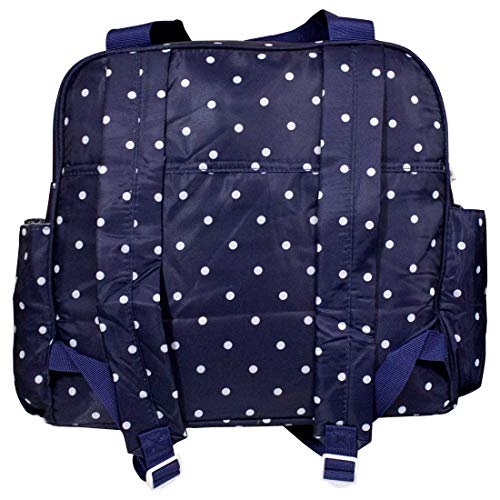 Image of Smart and Fashionable Diaper Bag /Mother Bag /Diaper Backpack for Travel with Diaper Changing Mat (Dotted Navy Blue)
