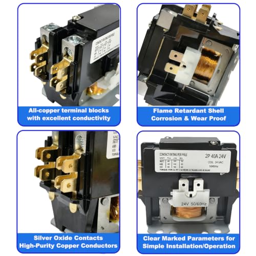 Contactor de propósito definido 2 polos 40 A bobina 24 V para aire acondicionado miniatura 6