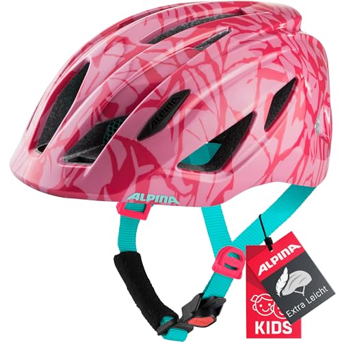 Alpina PICO - Leichter, Optimal Klimatisierter & Bruchfester Fahrradhelm mit Fliegennetz Für Kinder, optional mit Licht, pink-sparkel Gloss, 50-55 cm
