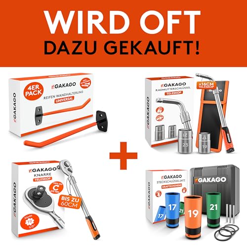 Gakago Reifenfüller - Präziser Reifendruckfüller mit hochwertigem 0-12 bar Druckluft Manometer - Extra langer 45cm Reifenfüllschlauch - Vielseitiger Reifendruckprüfer für Auto, LKW, Fahrrad uvm.