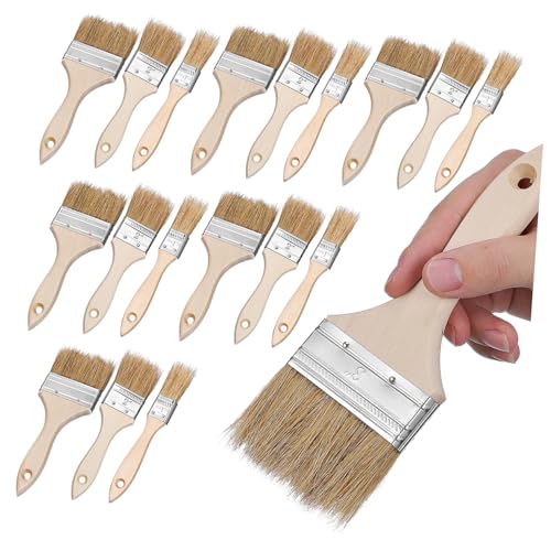 Housoutil 24-Piece BBQ Paint Brush Set Grill Sauce Brush for Barbecue Accessories for Oil Painting for Cooking Wood Handle