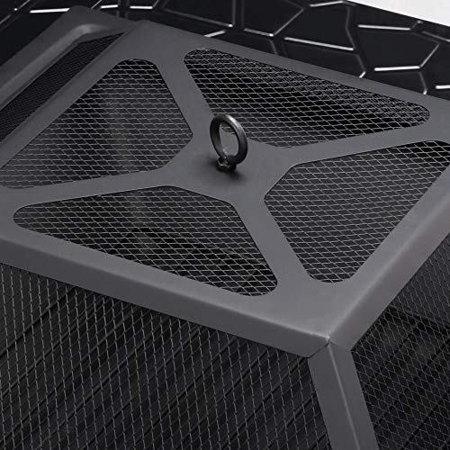 Yaheetech Vierkante vuurkorf met vonkbescherming, vuurschaal voor de tuin, multifunctionele Fire Pit voor verwarming in… - Image 7