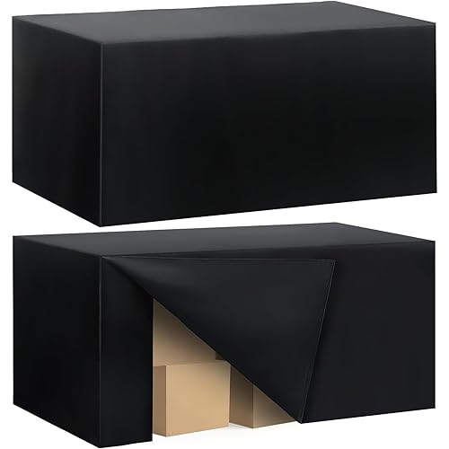 2 Pack Fitted Tablecloth for 6 Foot Rectangle Tables 72 x 30 Inch Black Table Covers Water Resistant Polyester Table Cloth for Wedding, Parties,Display, Trade Show (Black)