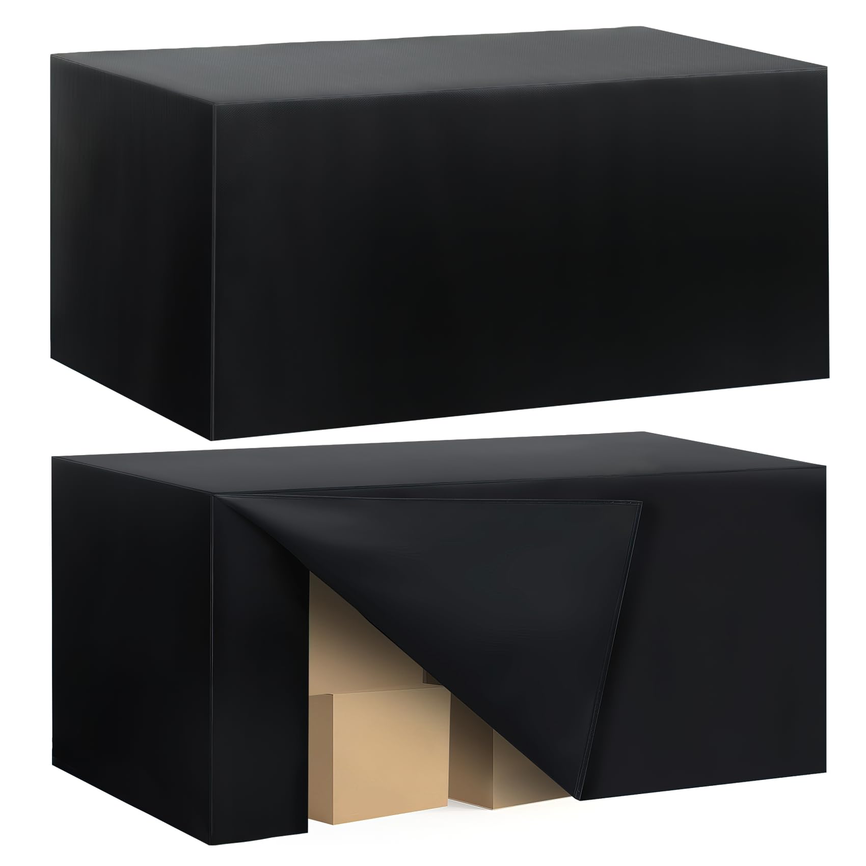 2 Pack Fitted Tablecloth for 6 Foot Rectangle Tables 72 x 30 Inch Black Table Covers Water Resistant Polyester Table Cloth for Wedding, Parties,