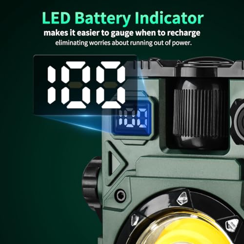 Image of LETOUR Rechargeable Solar LED Work Light, 360 Rotatable 1000Lumen 7 Color Dimmable Camping Flashlight with Magnet, 2000mAh Emergency Flood Light for Car Repair Fishing Power Outage Home Use