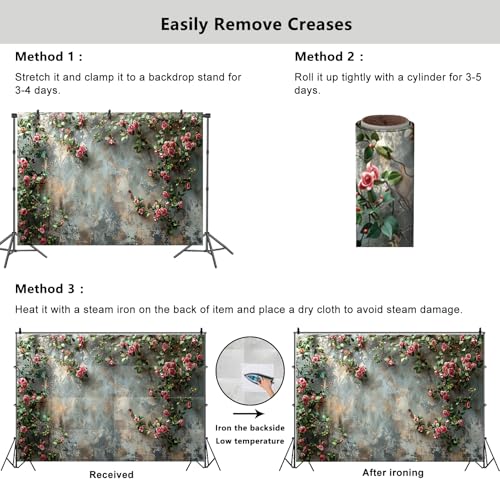 Fondo Fotográfico YongFoto Retro Floral 7x5ft Verde miniatura 5