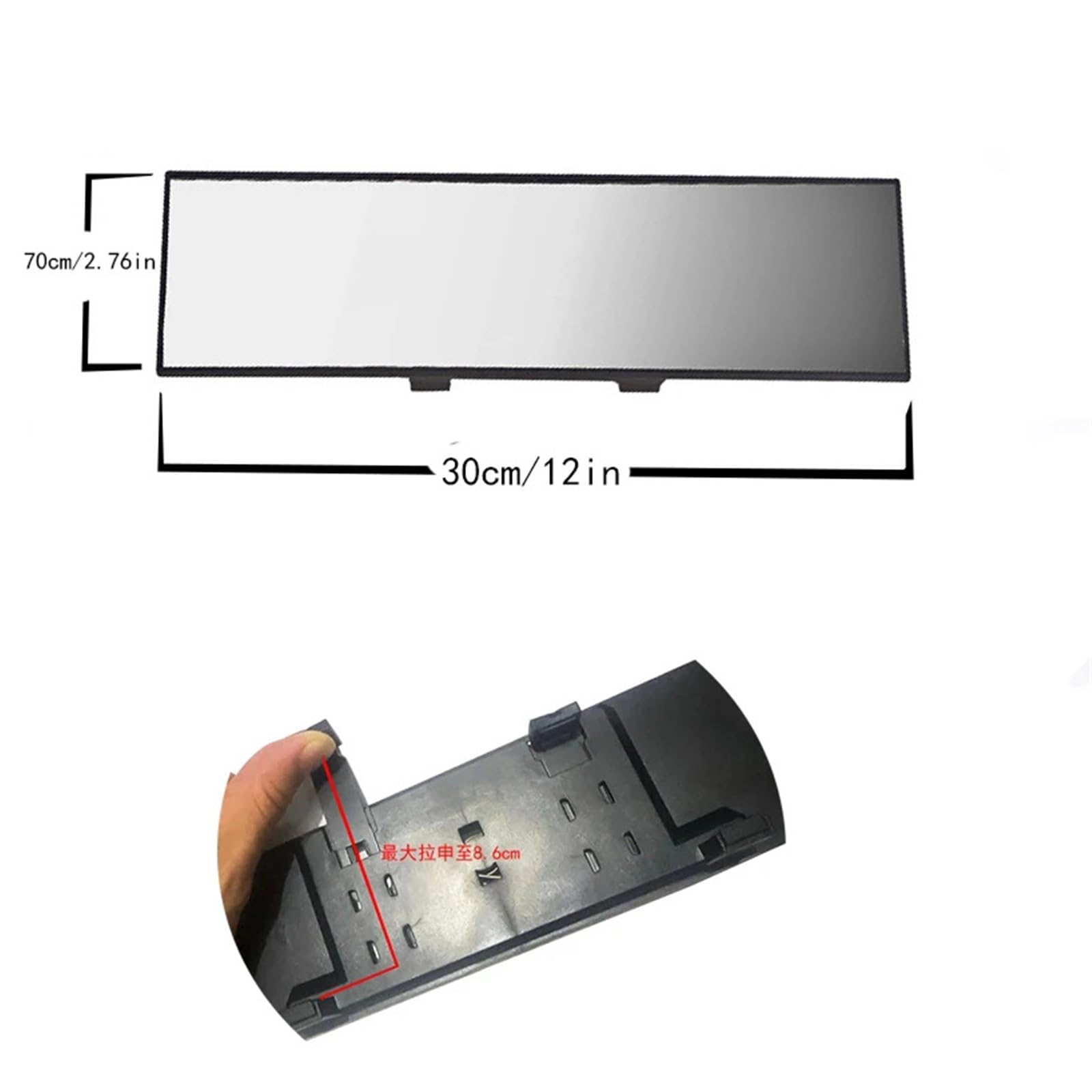 Auto Toter winkelspiegel Weitwinkelspiegel, Panorama-Unterstützung, blendfrei, großer Sicht-Innenmonitor, automatisch(White)