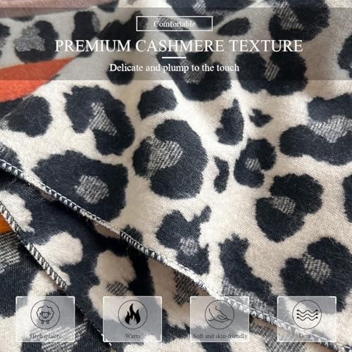 Winter Cashmere Scarf Women Pashmina Shawls And Wraps Leopard Pattern Reversible Scarf With Tassel Long Warm Stole3