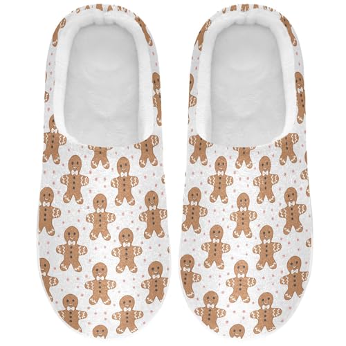 Fuzzy Memory Foam Slippers for Women/Men Cookie Man Snowflake Pattern Fluffy Winter House Shoes Indoor and Outdoor2