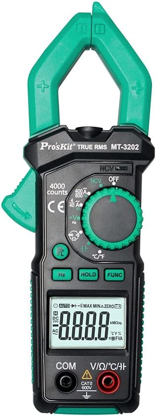 Pro'sKit MT-3202-C Digital Clamp Meter DC AC Auto Range True RMS Temperature Capacitance NCV Ohm Voltage Tester Multimeter