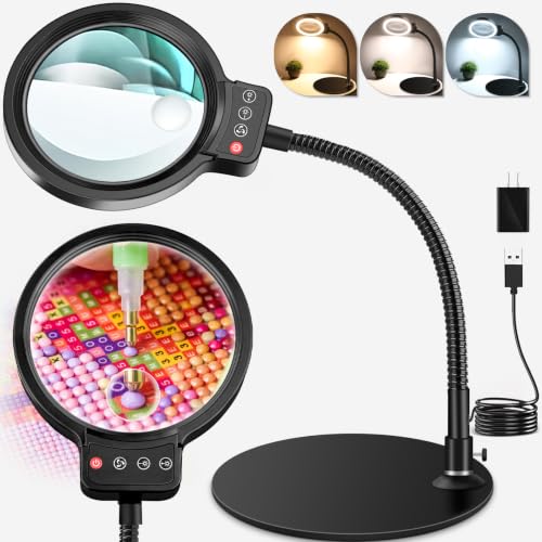 10X 30X Magnifying Glass with Light and Stand, LED...