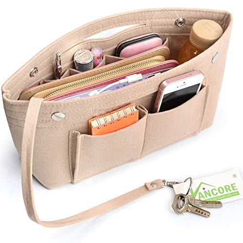 Vancore Felt Insert Purse Organizer Handbag Cosmetic Travel Bag For Women Nude Large #TOP1