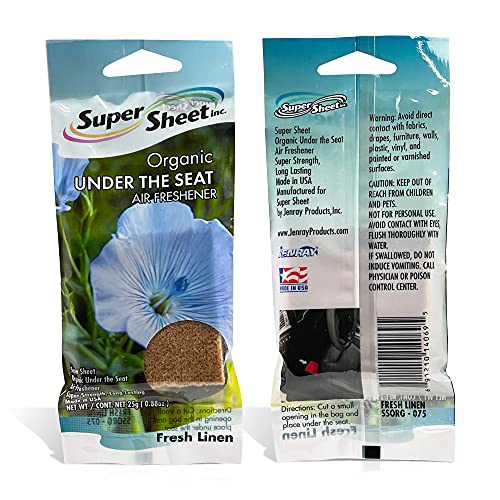 Image of Super Sheet, Organic Under the Seat Car Air Freshener, Long Lasting Fragrance, Fresh Linen Scent