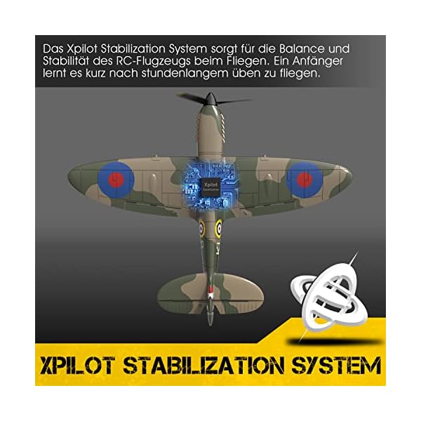 VOLANTEXRC Spitfire 4CH 2,4 GHz RC Flugzeug RTF - Ferngesteuertes Flugzeug fÃ¼r AnfÃ¤nger, Erwachsene - RC Segelflugzeug mit 2 Akkus, 4 Kanal Fernsteuerung - Leichtes Modellflugzeug fÃ¼r Outdoor – Bild 3