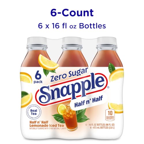 Image of Snapple Zero Sugar Half 'n Half Tea, 16 fl oz recycled plastic bottle, 6 pack