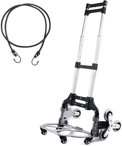 LEADALLWAY Carrito de escalada de escaleras de aleación de aluminio, portátil, 6 ruedas de cristal y 4 ruedas universales, carrito de mano con