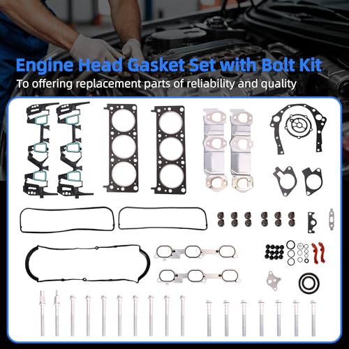 Image of Engine Head Gasket Set with Bolt Kit, HS9071PT-3 Fits for Chevy Equinox 2005-2009, for Pontiac Torrent 2006-2009, 3.4L 207Cu. in. V6 Gas OHV Naturally Aspirated, Full Head Gasket kit ES72892