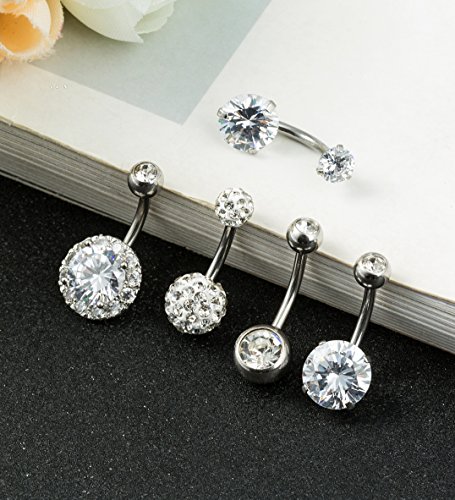 REVOLIA 14G Stainless Steel Belly Button Rings for Women Navel Rings CZ Body Piercing3