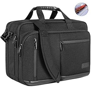 VANKEAN Laptop Briefcase for Men Women, 17.3 Inch Laptop Bag Water Repellent & Expandable Messenger Bag with Strap, Premium Shoulder Bag Womens Briefcase Computer Bag for Travel/Business, Black