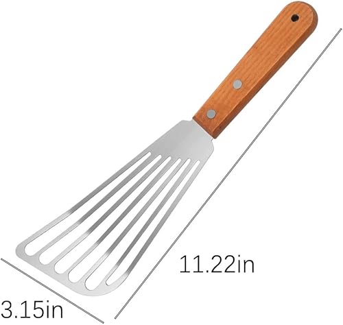 Miniatura 6 de Espátula de pescado de acero inoxidable, espátula de pescado profesional de acero inoxidable para cocinar pescado huevo, carne, dumpling, freír