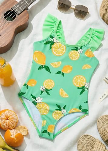 Image of DAXIANG Girls Ruffles One Piece Swimsuits Quick Dry Beach Sport Swimwear Toddler Kids Mermaid Unicorn Bathing Suit 4-10 Years