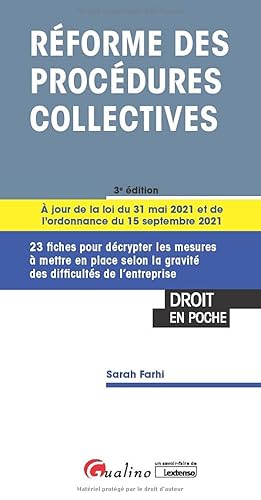 Réforme des procédures collectives: 23 fiches pour décrypter les mesures à mettre en place selon la gravité des difficultés de l'entreprise - A jour ... 2021 portant réforme du droit des sûretés