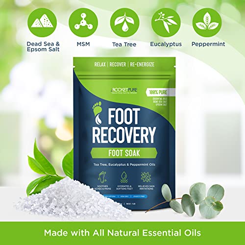 Natural Tea Tree Foot Soak Salts For Foot Recovery - Epsom Salt Foot Soak, Foot Bath Soak, Foot Salt Soak - Pedicure Foot Soak, Foot Spa Soak, Foot Soak For Dry Cracked Feet, Athletes Foot Soak #TOP2