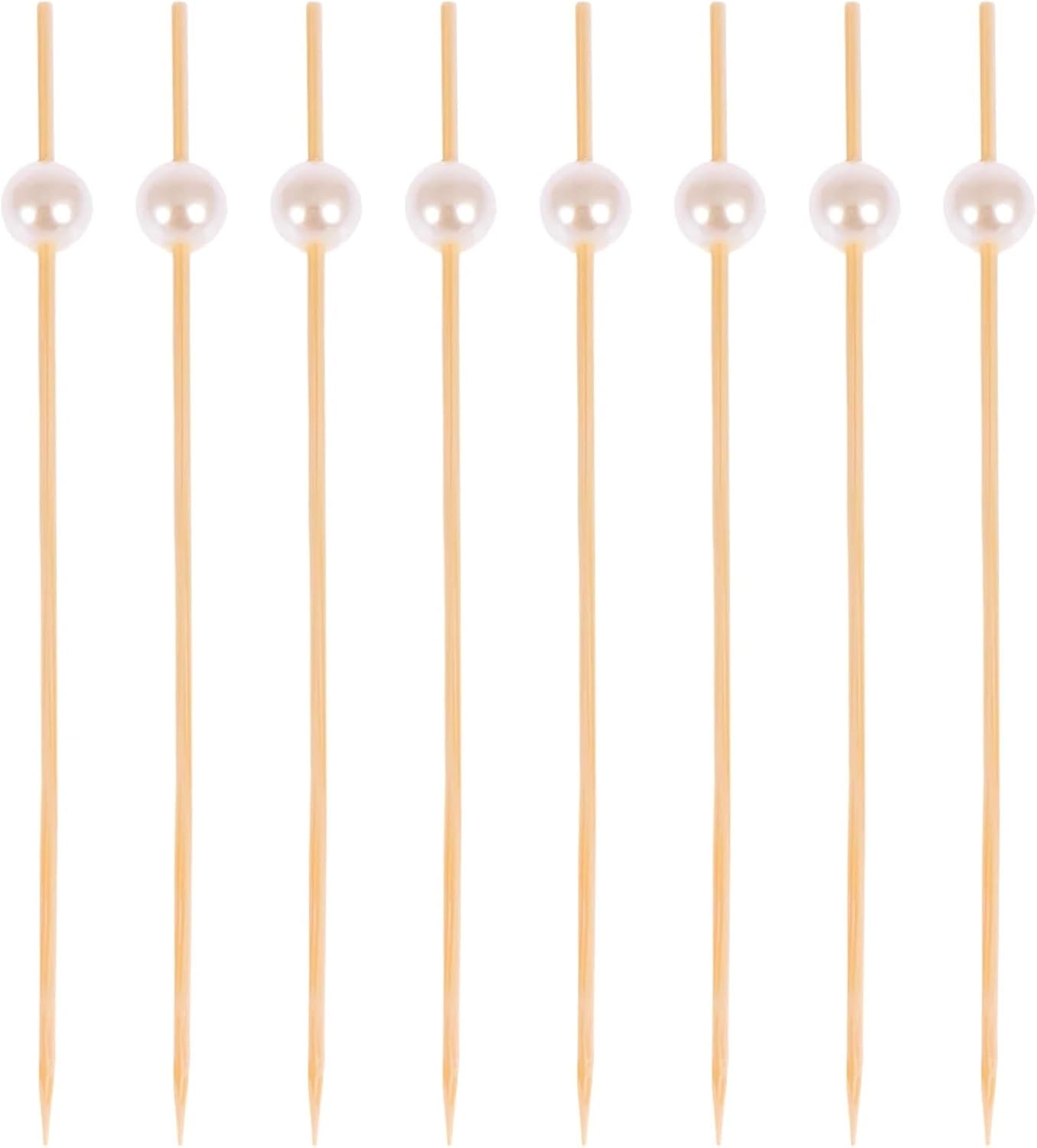 Cocktail Picks 600pcs Toothpicks Pearls Cocktail Stick Decorate White Wooden Kitchen Supplies For Garnish Skewering