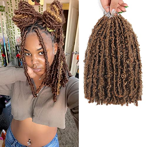 Croliya 10 Inch Butterfly Locs Crochet Hair 6 Packs Short Crochet Butterfly Locs Hair Pre Looped Distressed Locs Braiding Hair Synthetic Hair Hair Extension (10Inch,27#) #TOP2