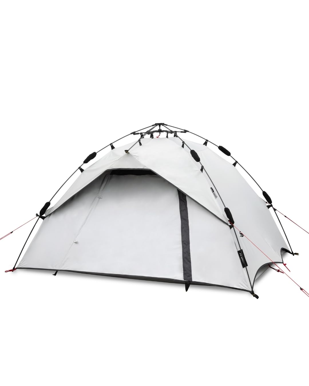 qeedo Quick Ash Dark Series Sekundenzelt innen komplett verdunkelt, wasserdicht, leicht & robust - Campingzelt für 2 Personen, Kuppelzelt mit kleinem Vordach, Moskitonetz & Schnellaufbau-System