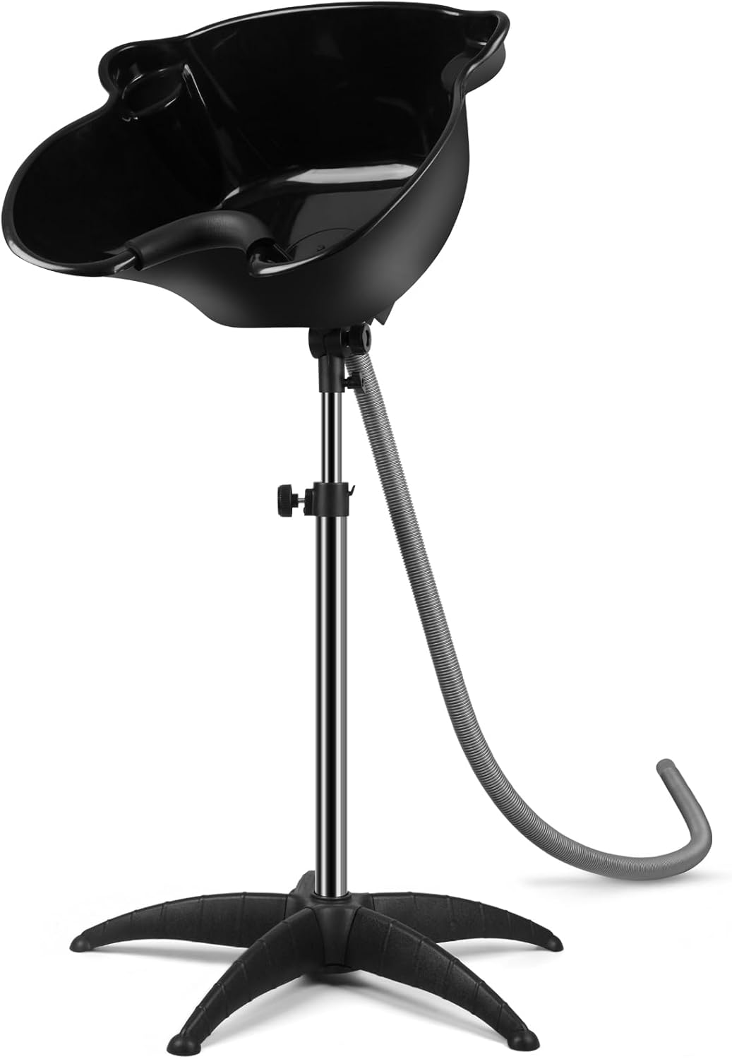 Portable Shampoo Bowl, 270 Degree Rotation of Hair Washing Basin, Height Adjustable Salon Sink with Drain Hoses for Home Salon Use