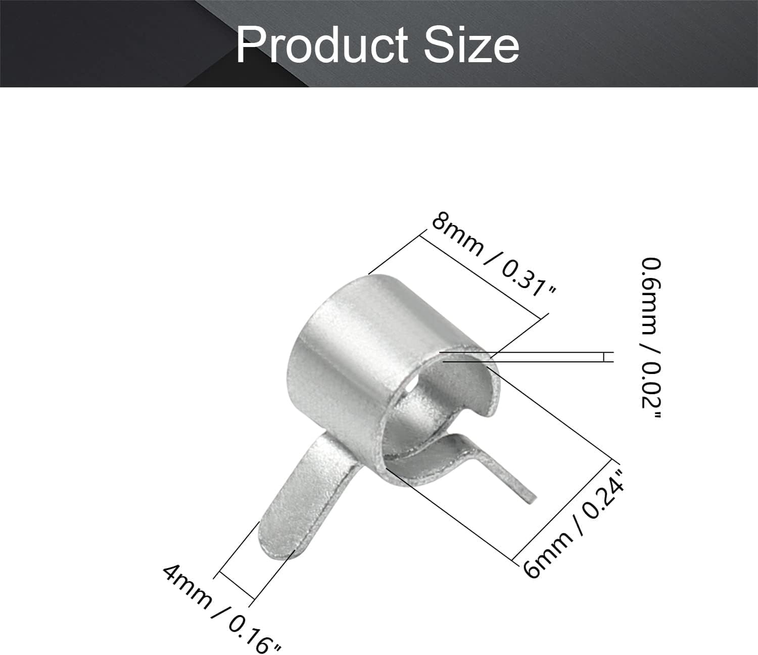 0.24" ID Constant Tension Band Hose Clamps 6mm Spring Band Type White Tone 100Pcs