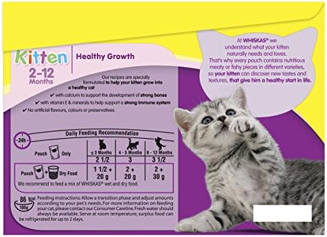 Whiskas <1 Cat Wet Food in Pouch for Kitten, Poultry Selection in Jelly, 12x 100g