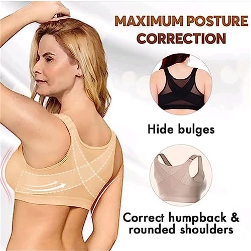 Ever So - Reggiseno Per Anziani, Con Chiusura Frontale, In Cotone Traspirante, Delicato Sulla Pelle, Reggiseni Per Donne Anziane, Nero, 5X-Large - 5