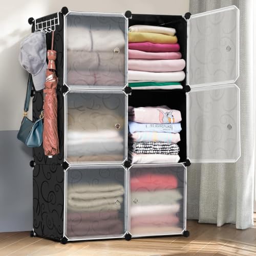 Image of Foldable Plastic Wardrobe for Clothes - Baby Cupboard for Clothes Storage, Wardrobe for Kids, Plastic Almirah, Collapsible Wardrobe for Kids Livingroom & Home (HM1 Black)