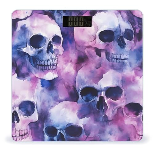 Watercolor Skulls Scale for Body Weight Smart Accurate Digital Bathroom Scale with Easy Read LCD