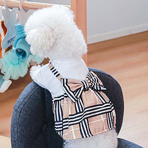 Stripe Dog Dresses, Cute Bowknot Shirt With Stripe Skirt Fashion Casual Princess Tutu Dress Pet Summer Spring Clothes For Small Dogs Cats(L,Black) #TOP2